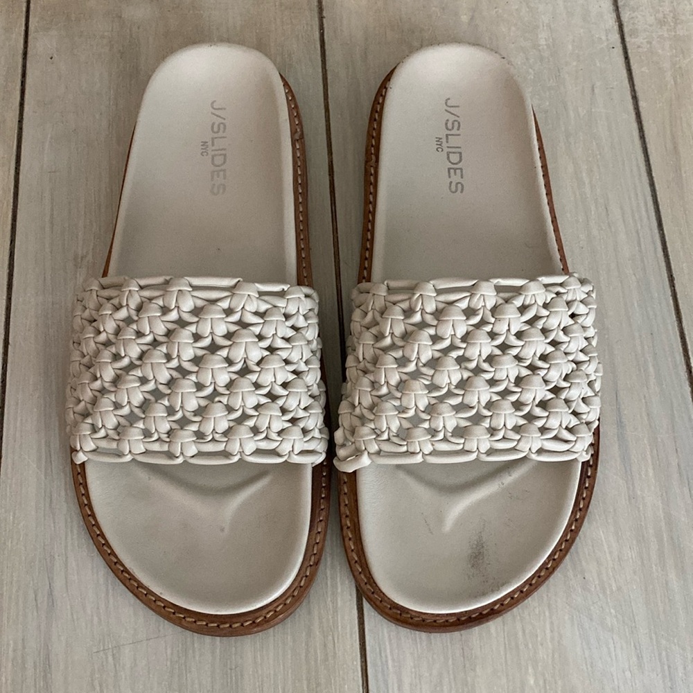 J Slides Tan Woven Slides Size 9